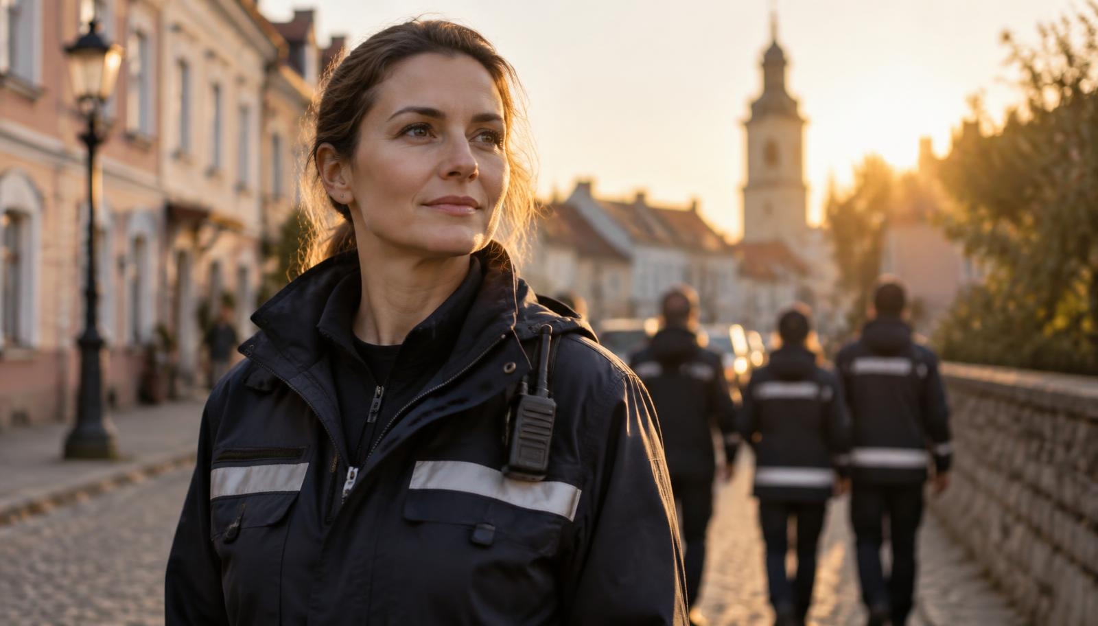 Koordynatorka Patroli Obywatelskich podczas służby patrolowej w polskim mieście
